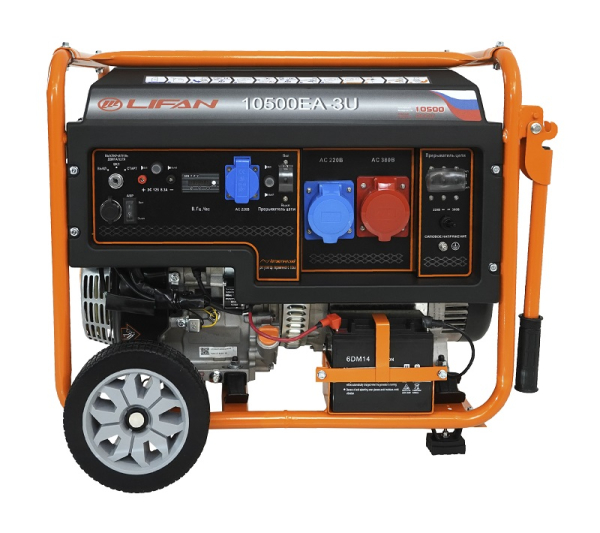 Бензиновый генератор Lifan 10500EA-3U с датчиком моточасов (с мощн без огранич при 1-но и 3-х фазном режиме) для дома фото