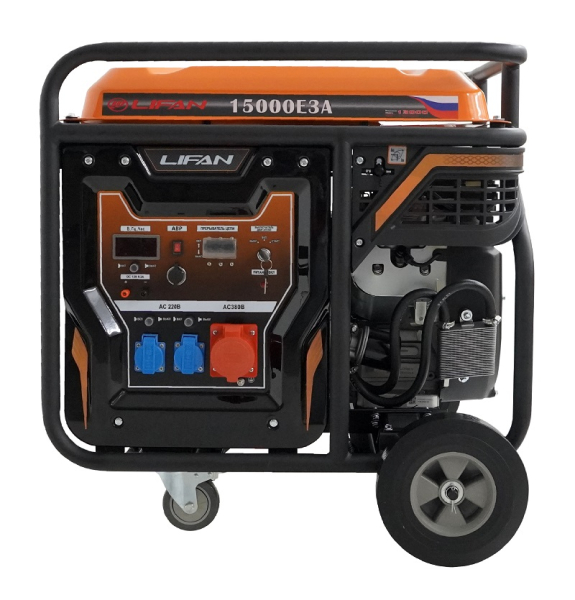 Бензиновый генератор Lifan 15000E3A на колесах фото