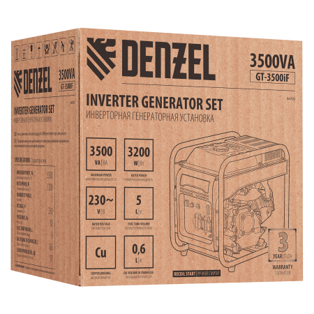 Бензиновый генератор DENZEL GT-3500iF фото